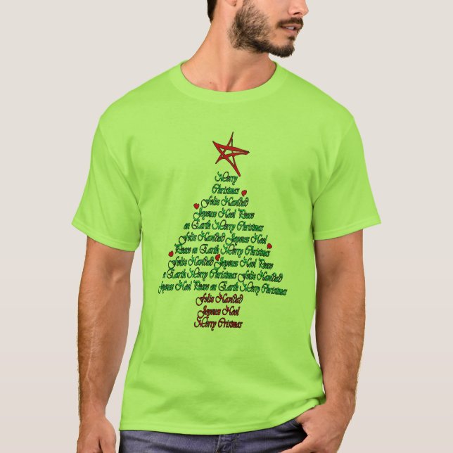 T-shirt Arbre natal de Feliz de carte multilingue de (Devant)