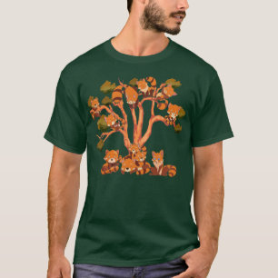 T-shirt Arbre Nature mignonne Animal chinois Panda Rouge
