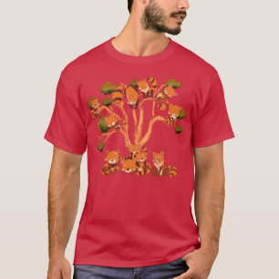 T-shirt Arbre Nature mignonne Animal chinois Panda Rouge