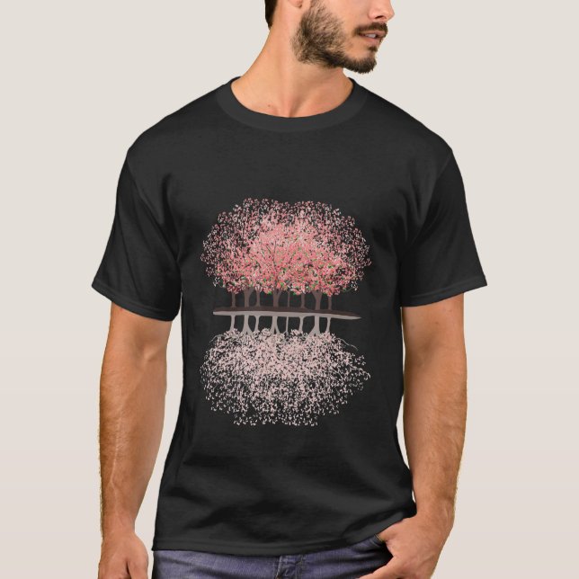 T-shirt Arbre Nature Réflexion Artwork Lac (Devant)