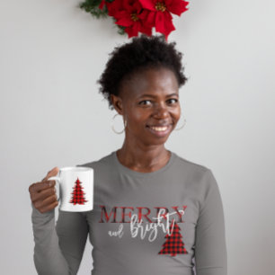 T-shirt Arbre Plaid De Buffle Rouge Joyeux Et Lumineux