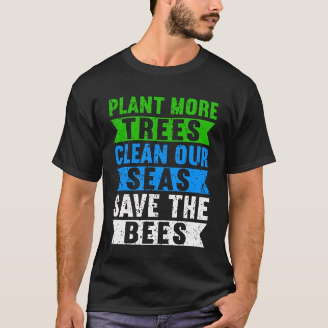 T-shirt Arbre plante Mer propre Changements climatiques Ad (Devant)