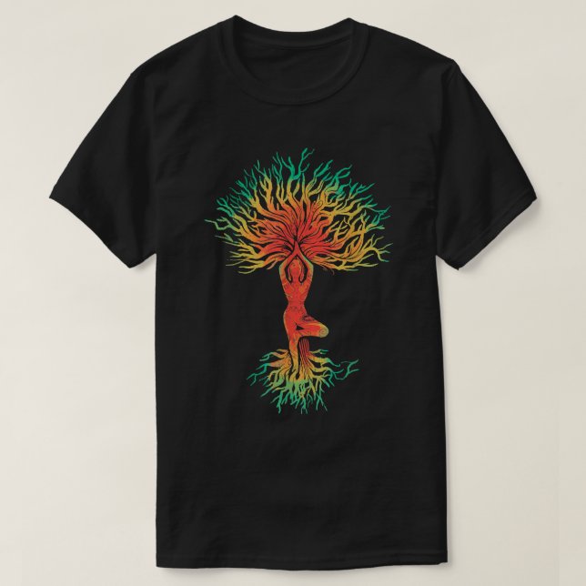T-shirt Arbre Racines Ornement de nuit Mandala Pratique Sp (Design devant)