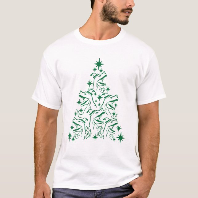 T-shirt Arbre Rex Dinosaur Dino Noël Arbre de Noël Fu (Devant)