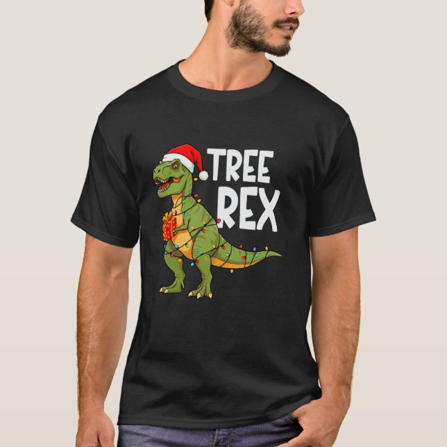 T-shirt Arbre Rex Dinosaure de Noël Arbre T Rex Noël B (Devant)
