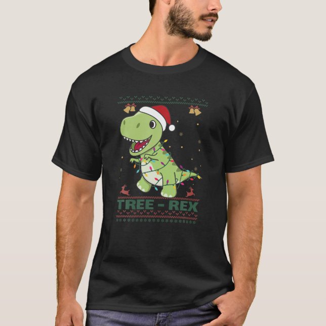 T-shirt Arbre Rex drôle Tyrannosaurus Rex jeu de Noël (Devant)
