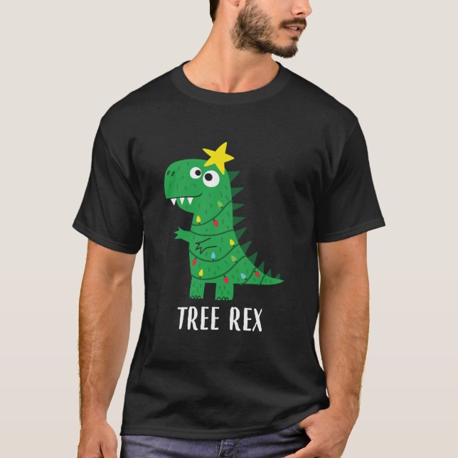 T-shirt Arbre Rex Noël longue tenue chemise Dinosaur Chri (Devant)