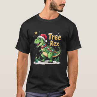 T-shirt Arbre Rex T Rex Lumières de Noël Ornements