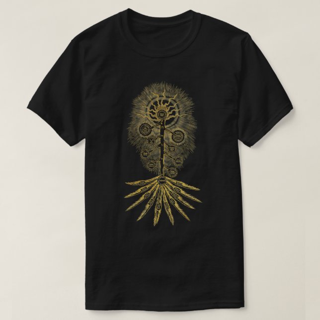 T-shirt Arbre Sephirotique Or Vintage (Design devant)