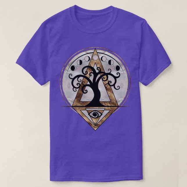 T-shirt Arbre spirale doré Géométrie sacrée (Design devant)