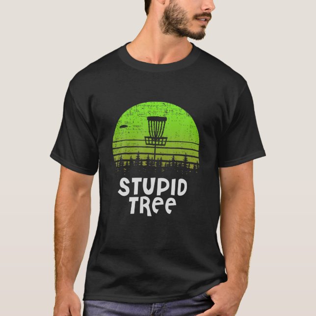 T-shirt Arbre Stupide Discgolf Funny Disque Golfer Retro V (Devant)
