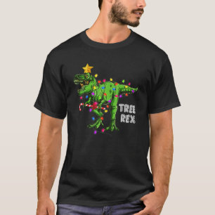 T-shirt Arbre T Rex Dinosaur Feux de Noël Noël Noël