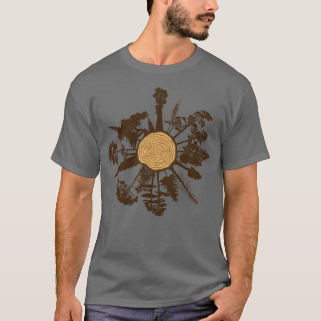 T-shirt Arbre Tronc Section de croissance Cercles Pins Arb (Devant)