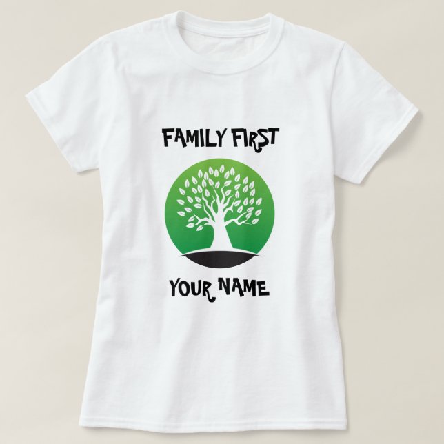 T-shirt Arbre vert de réunion de famille personnalisable (Design devant)