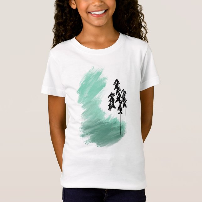 T-Shirt Arbre vert scandinave art simple menthe moderne (Devant)