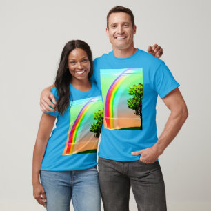 T-shirt Arbre vert sous arc-en-ciel