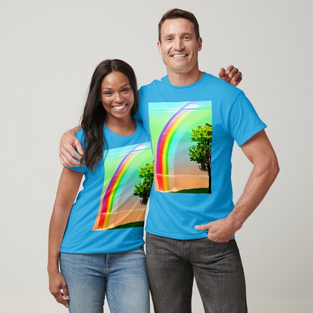 T-shirt Arbre vert sous arc-en-ciel (Unisexe)