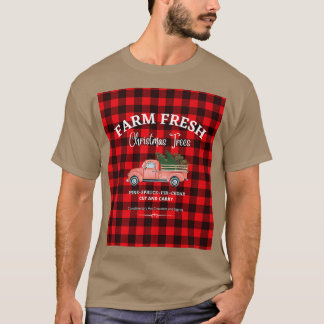 T-SHIRT ARBRES À NOËL FRAIS DE FERME, CAMION ROUGE, XMAS T