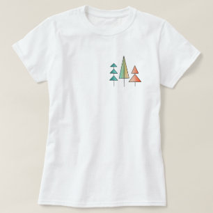 T-shirt arbres arc-en-ciel modernes du milieu du siècle ro