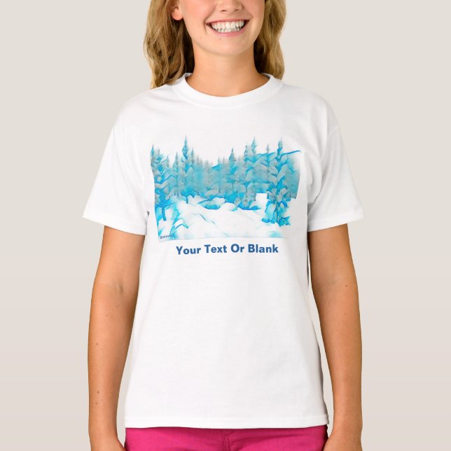 T-shirt Arbres bleus neigeux (Devant)