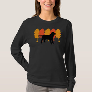 T-shirt Arbres d'automne Noir Labrador Silhouette