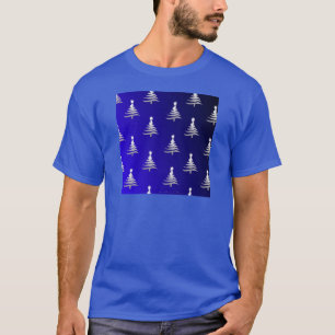 T-shirt Arbres de Noël Argent sur Bleu Cobalt