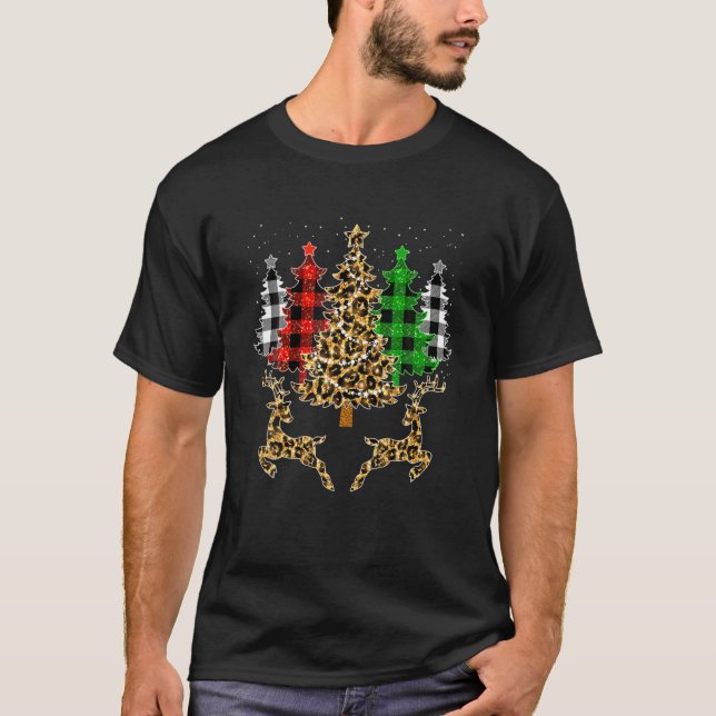 T-shirt Arbres De Noël Avec Plaqué Rouge (Devant)