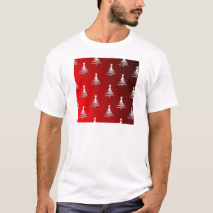 T-shirt Arbres de Noël en argent sur rouge