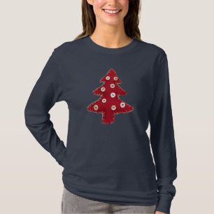 T-shirt Arbres de Noël et boutons d'artisanat rouge