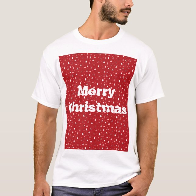 T-Shirt Arbres de Noël et Flocons de Neige (Devant)