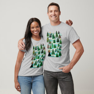 T-shirt Arbres de Noël et lièvres à neige