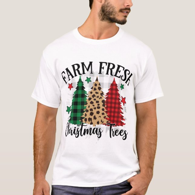 T-shirt Arbres de Noël frais de ferme (Devant)