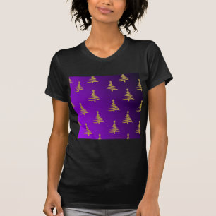 T-shirt Arbres de Noël Gold sur violet