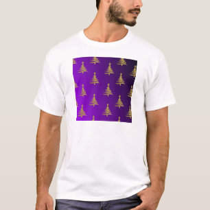 T-shirt Arbres de Noël Gold sur violet