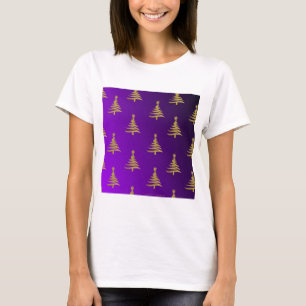 T-shirt Arbres de Noël Gold sur violet