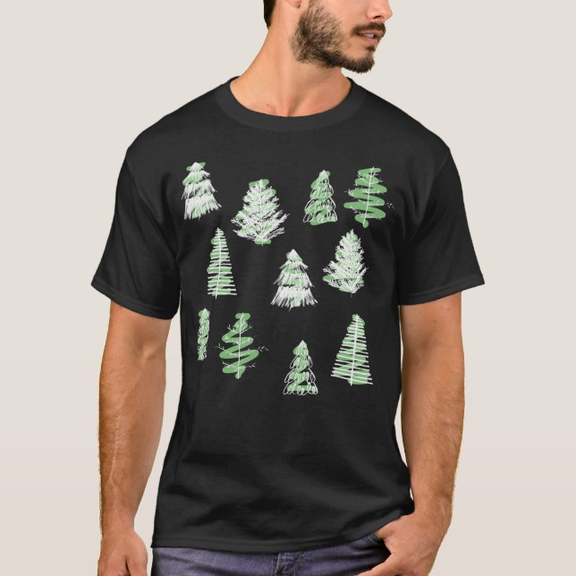 T-shirt Arbres de Noël Motif en vert (Devant)