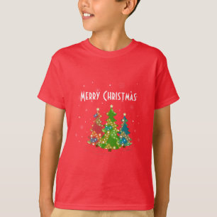 T-shirt Arbres de Noël Snowflakes Whimsical Fun Rouge