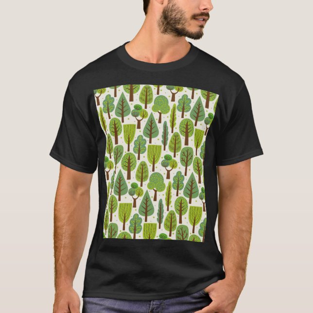 T-shirt Arbres d'été : Motif vert sans joint (Devant)