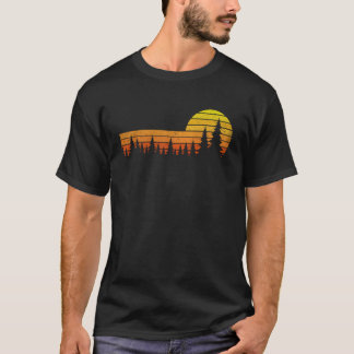 T-shirt Arbres Faune Nature Vintage Forêt Coucher de solei