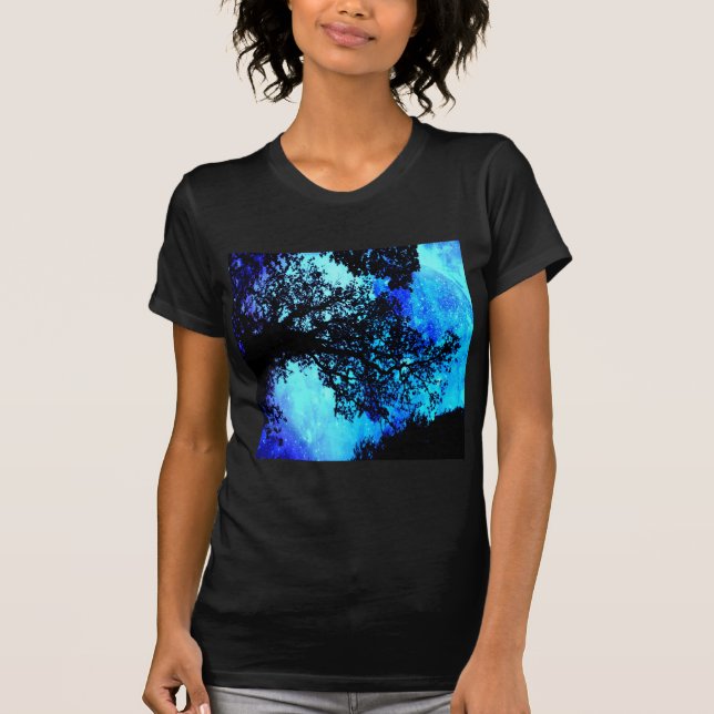 T-shirt Arbres noirs Turquoise Espace périphérique (Devant)