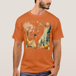 T-shirt Arbres Retro Forêt Outrages Nature Femmes Hommes V