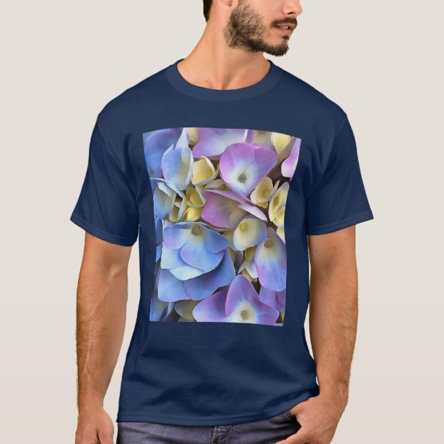 T-shirt Arbuste bleu Hydrangea Arbuste Artistique Bossom (Devant)