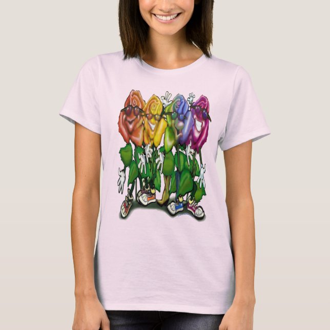 T-shirt Arc arc-en-ciel de la fête rose (Devant)