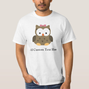 T-shirt Arc Brown mignon du hibou w/Pink