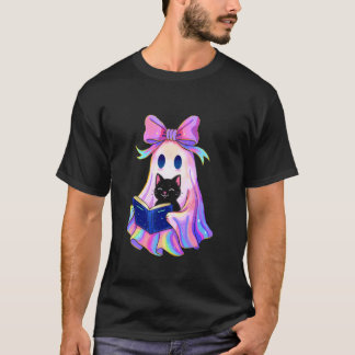 T-shirt Arc Coquette Drôle Fantôme d'Halloween Tenant Chat