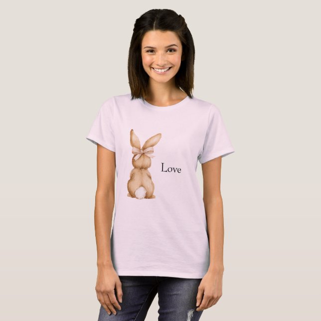 T-shirt Arc de lapin rose queue blanche (Devant entier)