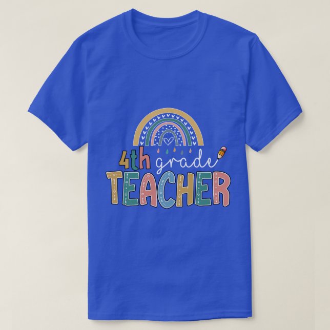 T-shirt Arc en arc-en-ciel 4e année Enseignant Kinder Reto (Design devant)