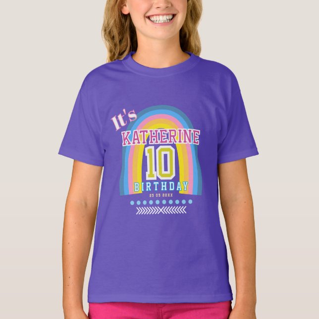 T-shirt Arc-en-ciel 10e Anniversaire Bleu (Devant)
