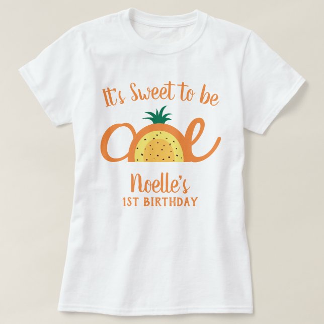 T-shirt Arc-en-ciel ananas, doux pour être un, 1er anniver (Design devant)