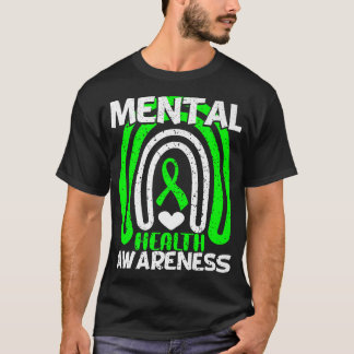 T-shirt Arc-en-ciel au ruban vert, sensibilisation à la sa